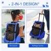 2-IN-1 Pet Luggage Box Backpack Carrier Cats Dogs w/ Handle, Rolling Wheel Blue