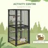 Cat Cage Multi-Level Catio Steel Outdoor Cat Enclosure w/ UV-and Water Resistant Cover, 5 Platforms, Soft Pads, Black