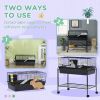 35" Small Animal Cage Rolling Guinea Pig Cage with Detachable Stand, Water Dispenser, Food Dish, Ramp, Wheels, Dark Grey