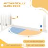 Auto-Close Pet Gate, Stair Gate with Cat Door, Double Locking for Doorways Hallways Stairs, Fits 29"-39.4" Wide, White