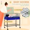 Two-Story Small Animal Cage Removable from Stand, Pet Habitat with Shelf & Wheels, 33" x 18.5" x 35", Blue