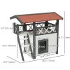 Wooden 2-Story Shelter for Feral Cats with Asphalt Roof, Stairs, Balcony, 30" x 20" x 29", White