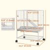 Rolling Small Animal Cage 34"H Chinchilla Cage for Ferrets, Squirrels w/ Removable Tray, Storage Shelf, Light Grey