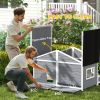 59"x64"x39" Wood Dog House Outdoor Cabin-Style Elevated Pet Shelter with Porch Deck, Grey