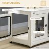 Pet Crate End Table with Water-resistant Cushion or Large Medium Dogs, White