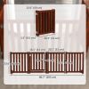 Foldable Dog Gate with Door, 4 Panels Fressstanding Pet Gate, Brown