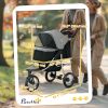 Pet Stroller with 3 Wheels, One-click Folding Design, Adjustable Canopy, Zippered Mesh Window Door, Grey