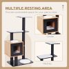 47.2" Cat Tree, Kitten Scratcher, Activity Center, Play House with Condo Sisal, Scratching Post, and Mat, Black