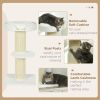 Cat Tree Kitty Tower with Sisal Mat Scratching Post, Cat Bed, Cushion, Perch, 18" x 18" x 36", Cream White