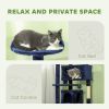 54" Cat Tree, Multi-Level Cat Tower with Scratching Posts, Cat Condos, Bed, Platforms, Ramp, Toy Ball, Dark Blue