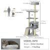 57.5" Cat Tree with Scratching Posts, Large Cat Tower for Indoor Cats with Bed, House, Toys, Grey