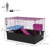 18.5" Small Animal Cage with Water Bottle, Food Dish, Platform, Ramp, Black