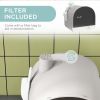 Cat Litter Box with Lid, Removable Tray, Scoop, Filter, Light Grey
