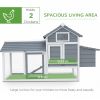 59" Small Wooden Chicken Coop Hen House Poultry Cage for Outdoor Backyard with 2 Doors, Nesting Box and Removable Tray, White