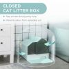 Hooded Cat Litter Box w/ Litter Mat, Litter Particle Catching, Light Blue