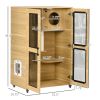 Luxury Cat House with Wheels, Kitty Cage Catio Villa for Indoor Cats with Scratching Posts, Condo, Flap Door, Cushion, Oak, 31.5" x 20" x 48.5"
