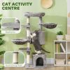 52.5" Cat Tree Tower with Scratching Posts, Cat Condos, Bed, Platforms, Hammocks, for Indoor Cats, Grey