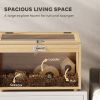 22"L Hamster Cage with Openable Top & Acrylic Windows, Small Animal Cage with Hut, Seesaw, Ladder, Natural Wood