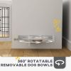 Dog Crate Furniture with 360° Rotatable Removable Dog Bowls, Two Doors, for Medium Dogs, 31.5" x 24" x 25", White