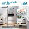 49" Rolling Bird Cage Cockatoo House Play Top Finch Pet Supply with Storage Shelf, Wheels - Black