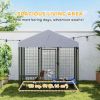 Outdoor Dog Kennel with Waterproof UV-Resistant Cover, Rotating & 4-Level Adjustable Feeding Bowls, 5.9 x 4 x 6 ft