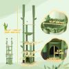 89"-100" Floor to Ceiling Cat Tree Cat Tower for Large Cats w/ Scratching Posts, Grooming Brush Post, Cat Condo, Green
