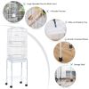 62" Rolling Bird Cage Cockatoo House Play Top Finch Pet Supply with Storage Shelf, Wheels - White