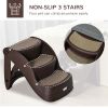 Portable Pet Stairs Foldable Steps for Small Dogs and Cats 3-Step with Non-slip Treads for Beds Sofas, Brown