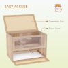 24 Inch Hamster Cage, 2 Levels Small Animals Habitat Pet House with Openable Roof, Run Space, Platforms, Natural Wood