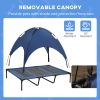Elevated Cooling Pet Bed Portable Raised Dog Cot with Canopy for XL Sized Dogs, Dark Blue
