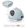 Cat Litter Box Toilet with Lid, Covered Litter Box with Scoop, Enclosed Drawer and Skylight, Blue