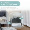 Hooded Cat Litter Box with Lid, Pull-Out Drawer, Handle, Scoop, Deodorizer Packs for Odor Control & Easy-Clean, Grey