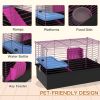 18.5" Small Animal Cage with Water Bottle, Food Dish, Platform, Ramp, Black