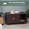Cat Litter Box Enclosure, Hidden Litter Box Furniture, Cat House End Table Washroom with Scratching Pad, for Indoor Cats Kittens, Brown