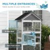 Wooden Bird Cage with Perches, Bird House, Ladder, Slide-Out Tray for Finches, Parakeets, Small Birds, Grey