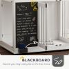 39" Dog Crate Furniture for Large Dogs w/ Storage Shelf, Three Doors, Blackboard & Non-slip Foot Pads, White