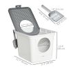 Enclosed Cat Litter Box, Easy Cleaning Kitty Litter Box with Front Entrance, Top Exit, Scoop, White
