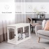 26" Wooden Dog Cage with Double Door Entrance & Simple Modern Design, White