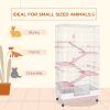32"L 6-Level Small Animal Cage with Universal Lockable Wheels, Pink