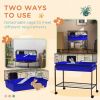 Two-Story Small Animal Cage Removable from Stand, Pet Habitat with Shelf & Wheels, 33" x 18.5" x 35", Blue