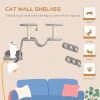 3PCs Cat Wall Shelves w/ Scratching Post, Perches, Steps, Ladder, Light Grey