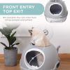 Cat Litter Box Toilet with Lid, Covered Litter Box with Scoop, Enclosed Drawer and Skylight, Grey