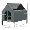 Dog House Outdoor Elevated Dog Bed with Removable Cover, Mesh Windows, Storage Bag, for S and M-Sized Dogs, Grey