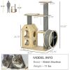 Cat Tree for Indoor Cats with Scratching Posts, Double-Layer House, 32" x 16" x 53", Natural