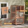 34" L Catio Outdoor Cat Enclosure on Wheels with Hammock Multiple Platforms Resting Condo Ramps, for 1-3 Cats, Orange
