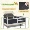 Tortoise Enclosure Tortoise House w/ Adjustable Lamp Holder, Storage Shelf, Removable Main House, Openable Lid, Gray