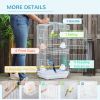 36" Bird Cage, Macaw Play House, Cockatoo, Parrot, Finch Flight Cage, 2 Doors, Perch 4 Feeder Pet Supplies, White