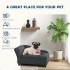 PawHut Pet Sofa Bed Couch with Storage, Pet Sofa for Cats and Small Dogs, Dark Gray