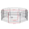 24inch 8-Panel Dog Playpen Octagon Pet Exercise Playpen Crate Foldable Dog Cage Pen Puppy Kennel, Black