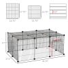 Small Animal Cage for Bunny, Guinea Pig, Chinchilla, Hedgehog, Portable Pet Enclosure with Door, 16 Panels